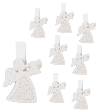 Angels White on Peg 3 cm, 8 pcs 