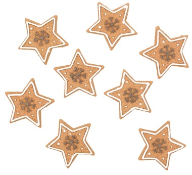 Stars, Brown, 3 cm, 6 pcs 