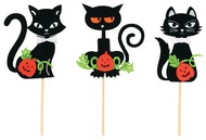 Decoration on Stick 9 cm + Stick, Black Cat