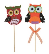 Decoration Felt Owl Orange and Red 6 cm + Stick 