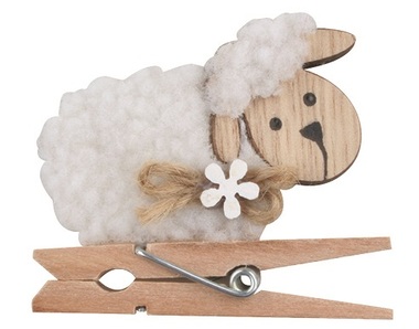 Wooden Sheep on a peg 6 x 5 x 1 cm