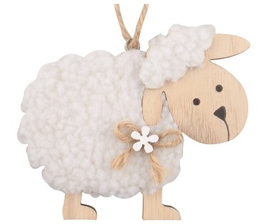 Wooden Sheep for hanging 8.5 x 7 x 1 cm
