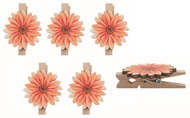 7119 Květina dřevěn&aacute; oranžov&aacute; 3 x 3 x 0,2 cm na kol&iacute;čku, 5 ks-1
