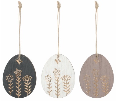 Wooden Eggs 5 x 7 x 0.5 cm for hanging, 6 pcs in a box