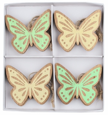 Wooden Butterfly 7 x 6 x 0.5 cm for hanging, 8 pcs in a box