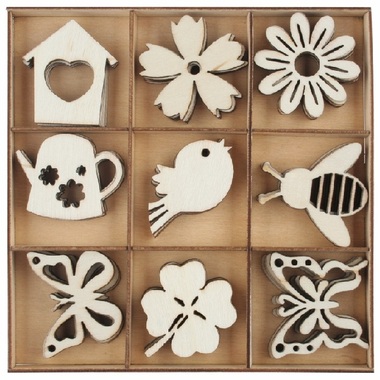 Set of wooden decorations Meadow 3.5 x 3 x 0.2 cm, 54 pcs