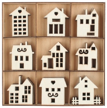 Set of wooden decorations Houses 3.5 x 3 x 0.2 cm, 54 pcs