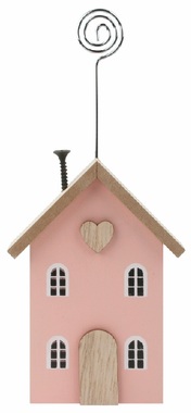 House with Holder wooden pink 8 x 17 x 3 cm on stand