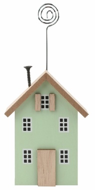 House with Holder wooden green 8 x 17 x 3 cm on stand