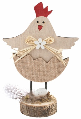 Hen in Eggshell wooden, 13.5 × 19 × 6 cm, for standing