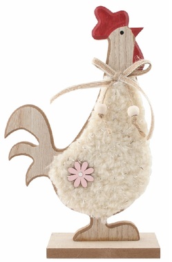 Wooden Rooster decoration 13 x 22 x 5 cm for stand