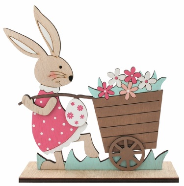Easter Bunny wooden 19 x 21 x 5 cm on stand