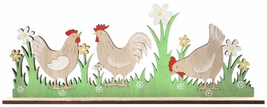 Decoration Rooster in the Meadow wooden 29.5 x 11 x 3 cm for standing