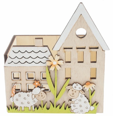 Decorative wooden Fence Sheep 11 x 13 x 7.5 cm