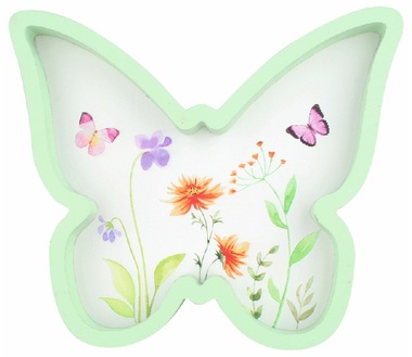 Decoration Butterfly with meadow motif 19 x 20 x 2.5 cm for standing