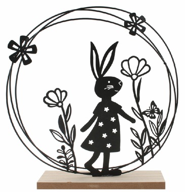 Bunny in a metal Circle 20 x 21 x 5 cm on a stand