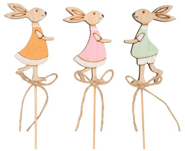 Wooden Rabbit on Stick 8 cm + Stick