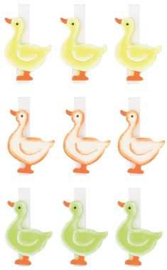 Wooden Goose 4,5 cm on Clip 9 pcs