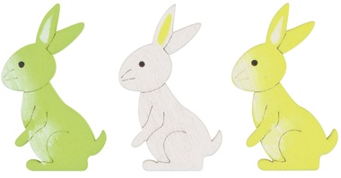 Wooden Rabbit 4 cm w/Double-sided Sticker 24 pcs