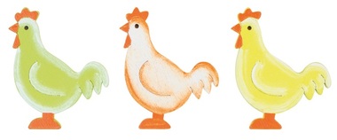 Wooden Hen 4 cm w/Double-sided Sticker 24 pcs