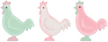 Wooden Hen 4 cm w/Double-sided Sticker 24 pcs