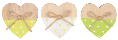 Wooden Heart 6,5 cm on Clip 3 pcs