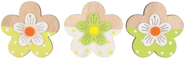 Wooden Flower 6,5 cm on Clip 3 pcs