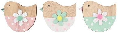 Wooden Bird 6 cm on Clip 3 pcs