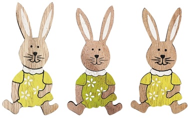 Wooden Rabbit 6,5 cm on Clip 3 pcs