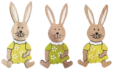 Wooden Rabbit 6,5 cm on Clip 3 pcs