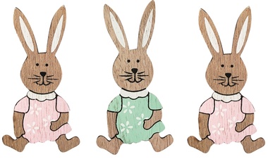 Wooden Rabbit 6,5 cm on Clip 3 pcs