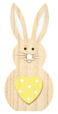 Standing Wooden Rabbit w/Yellow Heart 16 cm