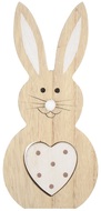 Standing Wooden Rabbit w/White Heart 16 cm