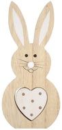 Standing Wooden Rabbit w/White Heart 20 cm