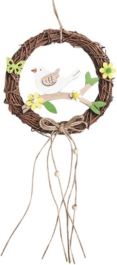 Hanging Wreath w/Wooden Bird dia 18 cm