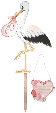 Wooden Stork 35 x 45 cm, Pink