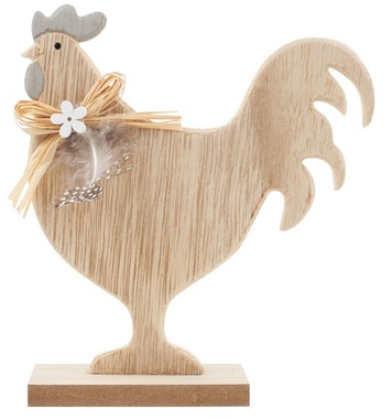 Standing Wooden Decoration Rooster 16 cm 
