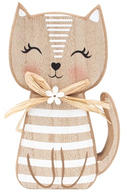 Standing Wooden Cat 15 cm