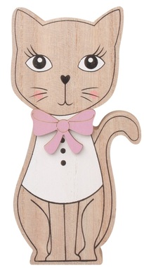 Standing Wooden Cat 15 cm