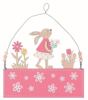 Decoration Bunny in pink 22 x 19 x 1 cm on hang