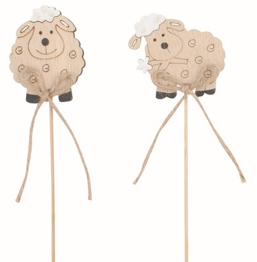 Wooden sheep 4.5 x 6 x 0.5 cm + stick