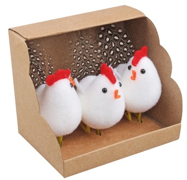 White Hens, 3 pcs in Paper Box
