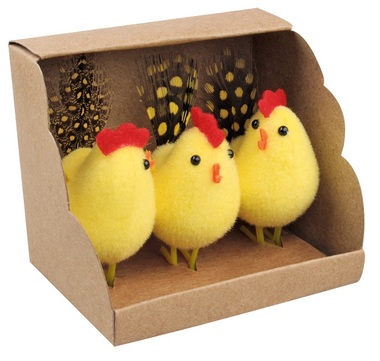 Yellow Hens 6 cm, 3 pcs in Paper Box