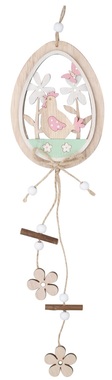 Hanging Wooden Egg with Hen 42 cm