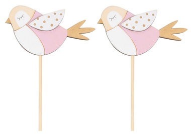 Wooden Bird 9 cm + Stick, 2 pcs 