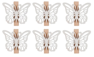 Wooden Butterflies on Peg 4 cm, 6 pcs