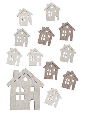 Wooden Houses 4 cm, 12 pcs