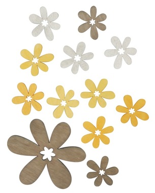 Wooden Flowers 4 cm, 12 pcs