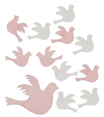 Wooden Doves 4 cm, 12 pcs