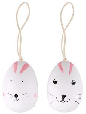 Hanging Egg w/ Rabbit Face 8 cm, 2 pcs 